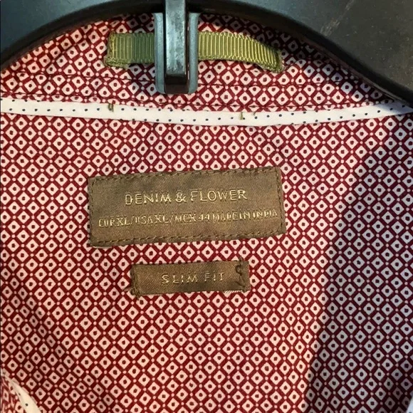 Men’s DENIM. FLOWER Short Sleeve Button Up Sz L - Picture 4 of 6